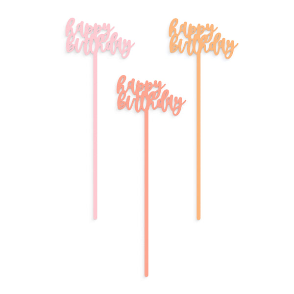 The Cotton and Canvas Co. Happy Birthday Drink Stirrers, Set of 12