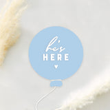 He's Here Newborn Baby Boy Balloon Announcement