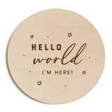 Hello World I'm Here with Stars Newborn Baby Announcement Sign