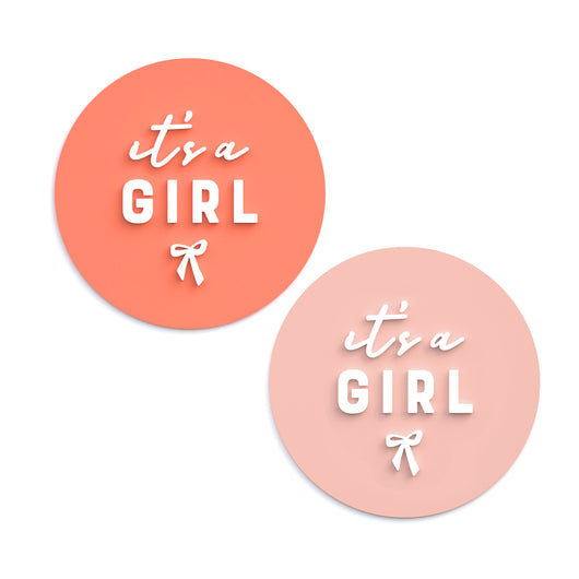 It's a Girl with Bow Acrylic Newborn Baby Girl Announcement