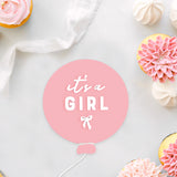 It's A Girl with Bow Newborn Baby Girl Balloon Announcement