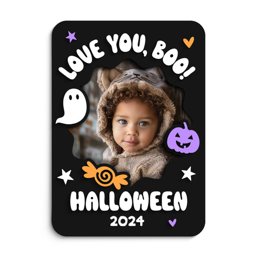 Love You, Boo! Halloween Fridge Photo Magnet Frame
