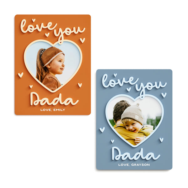 The Cotton & Canvas Co. Personalized Love You Dada Fridge Photo Magnet Frame