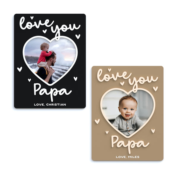 The Cotton & Canvas Co. Personalized Love You Papa Fridge Photo Magnet Frame