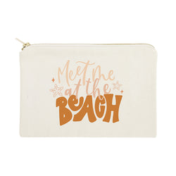 Meet Me At The Beach Cotton Canvas Cosmetic Bag