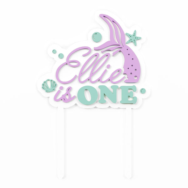 The Cotton and Canvas Co. Personalized Name and Age Mermaid Birthday Acrylic Cake Topper