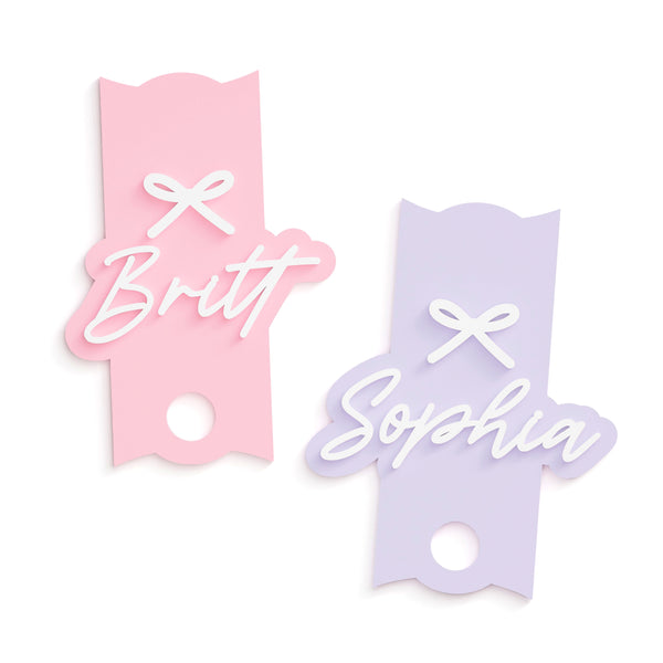 The Cotton & Canvas Co. Personalized Coquette Bow Stanley Name Tag