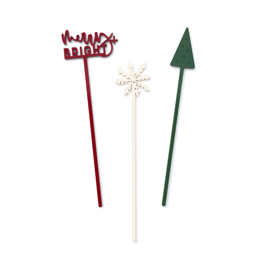 Modern Christmas Drink Stirrers, Pack of 12