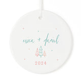 Personalized Modern Couple Names with Year Christmas Ornament