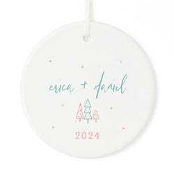 Personalized Modern Couple Names with Year Christmas Ornament