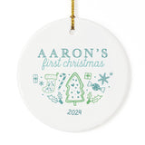 Modern Personalized Name First Christmas Ornament