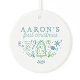 Modern Personalized Name First Christmas Ornament