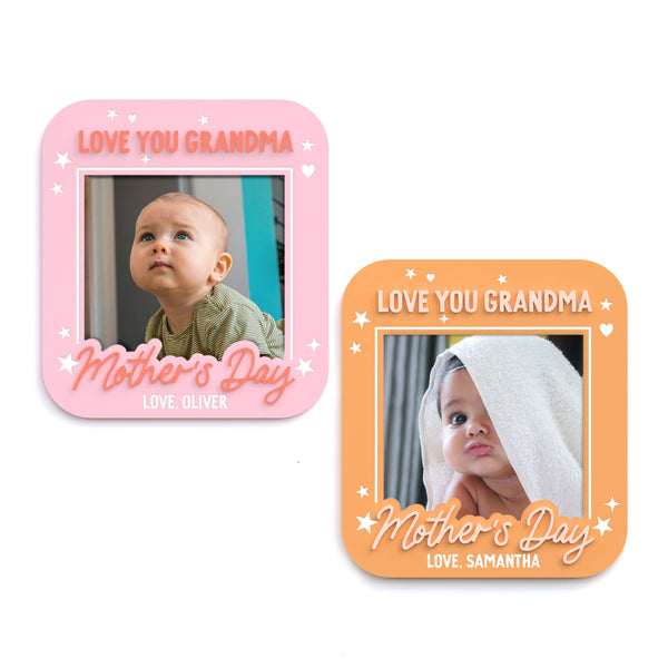 The Cotton & Canvas Co. Love you Grandma Personalized Mother's Day Photo Frame Magnet
