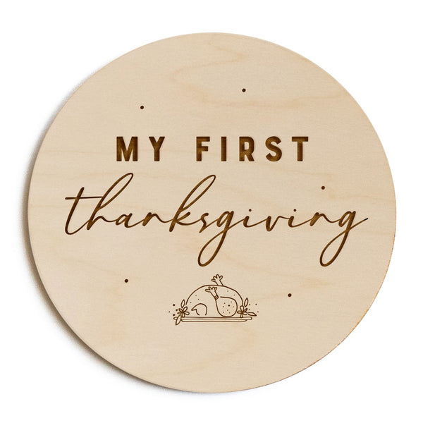 The Cotton and Canvas Co. My First Thanksgiving Baby Wooden Milestone Card