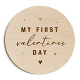 My First Valentines Day Baby Wooden Milestone Card