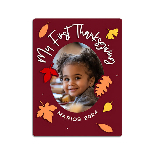 Personalized Name My First Thanksgiving Fridge Photo Magnet Frame