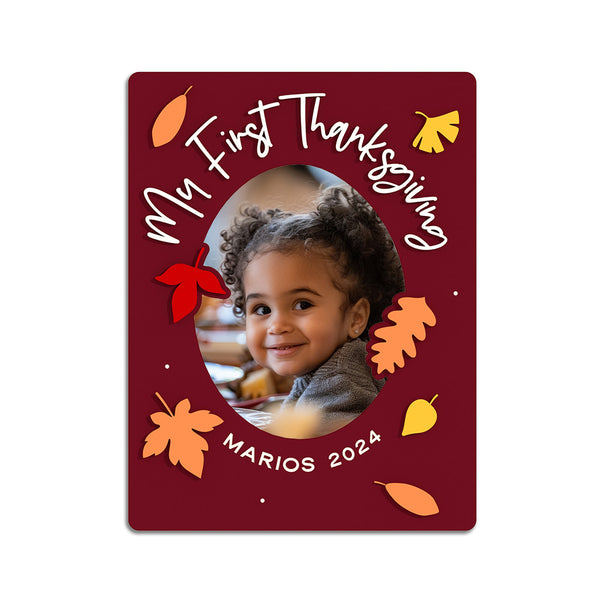 The Cotton & Canvas Co. Personalized Name My First Thanksgiving Fridge Photo Magnet Frame