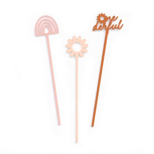 Onederful Acrylic Drink Stirrers, Pack of 12