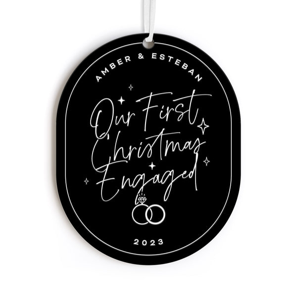 The Cotton & Canvas Co. Our First Christmas Engaged with Year Acrylic Modern Ornament