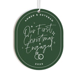Our First Christmas Engaged with Year Acrylic Modern Ornament
