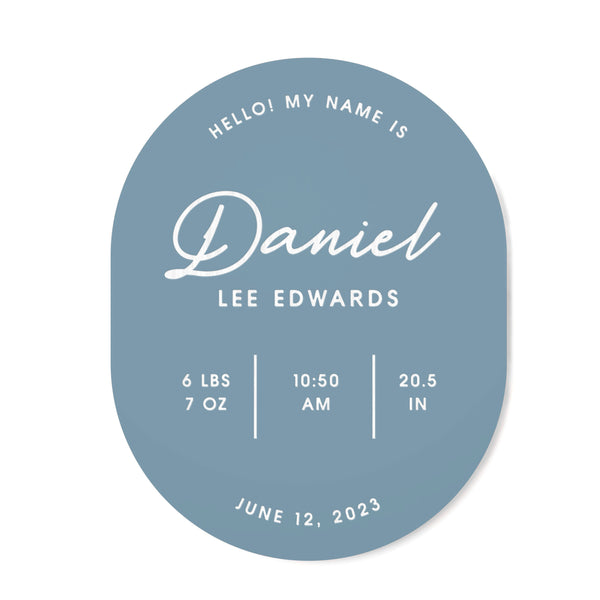 The Cotton & Canvas Co. Personalized Hello My Name Is Birth Stat Acrylic Sign