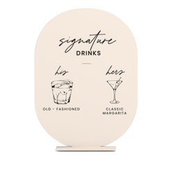 His and Hers Signature Drinks Acrylic Bar Sign