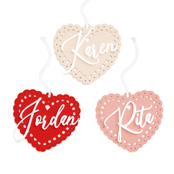 The Cotton and Canvas Co. Personalized Name Doily Heart Gift Tag