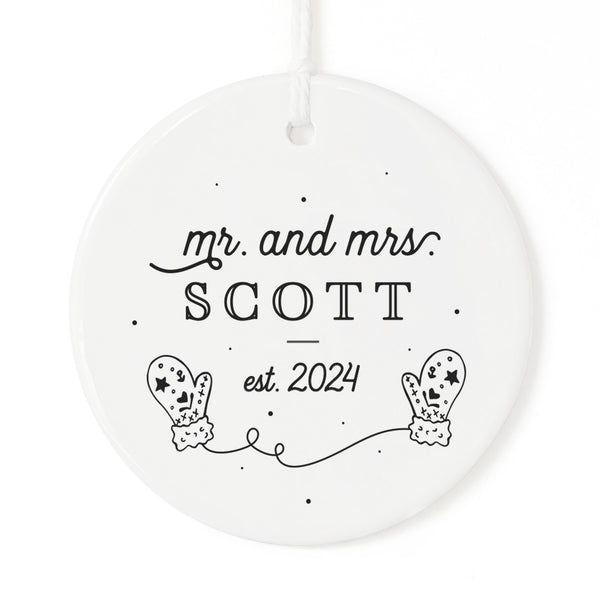 The Cotton and Canvas Co. Personalized Mr. & Mrs. with Last Name and Est. Date Christmas Ornament