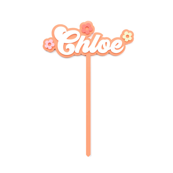 The Cotton and Canvas Co. Personalized Name Retro Groovy Acrylic Cake Topper
