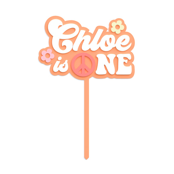 The Cotton and Canvas Co. Personalized Name Groovy One Acrylic Cake Topper