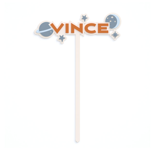 The Cotton and Canvas Co. Personalized Name Space Acrylic Cake Topper