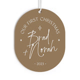 Personalized Our First Christmas Couple Names And Year Acrylic Ornament