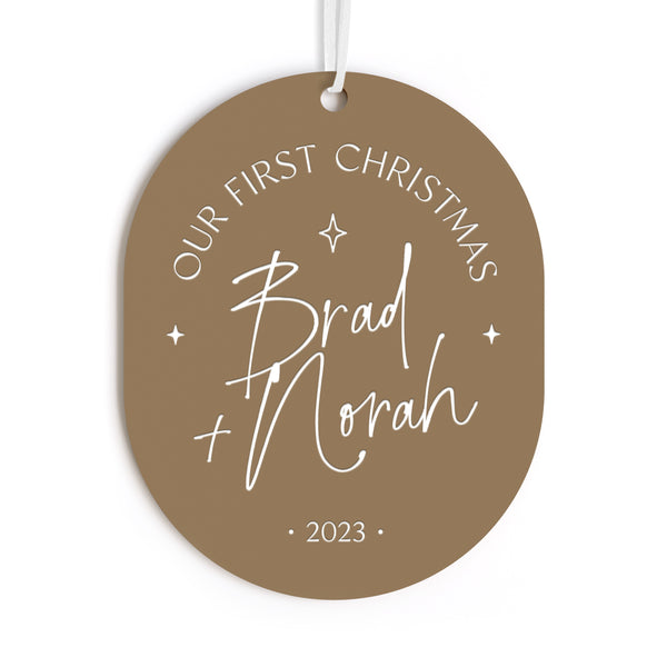 The Cotton & Canvas Co. Personalized Our First Christmas Couple Names And Year Acrylic Ornament