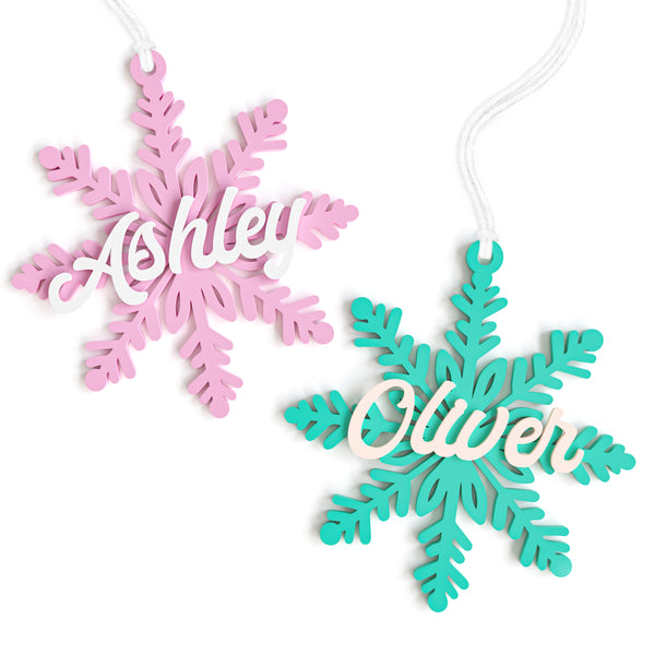 The Cotton & Canvas Co. Personalized Name Acrylic Snowflake Gift Tag