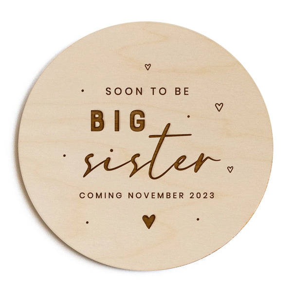 The Cotton and Canvas Co. Personalized Soon to Be Big Sister Pregnancy Announcement Sign