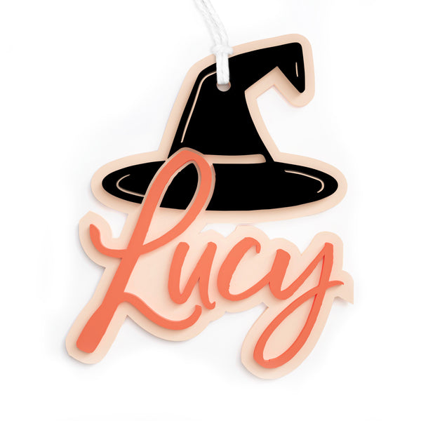 The Cotton & Canvas Co. Personalized Name Witch Hat Acrylic Gift Tag