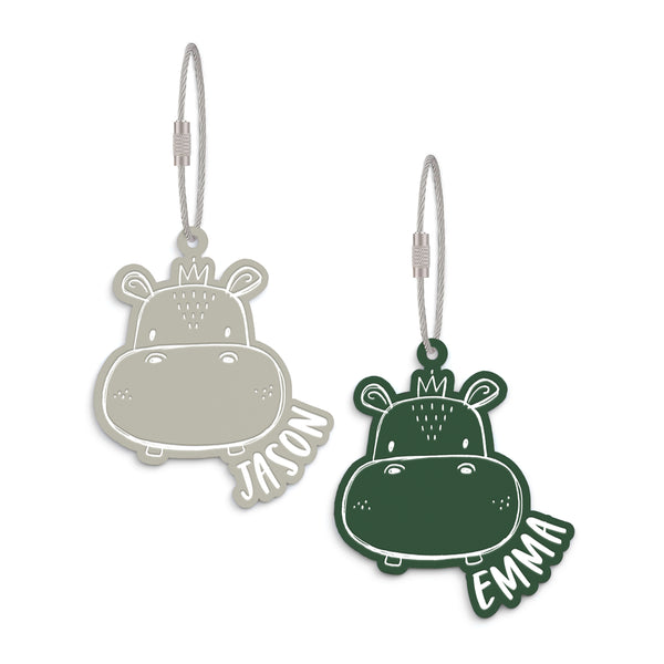 The Cotton & Canvas Co. Personalized Name Hippopotamus Acrylic Bag Tag