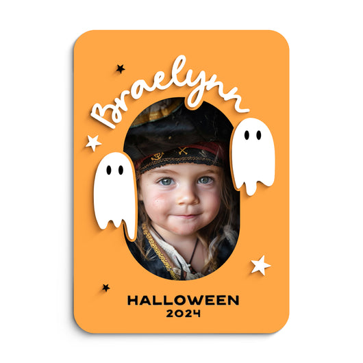 Personalized Name Halloween Ghost Fridge Photo Magnet Frame
