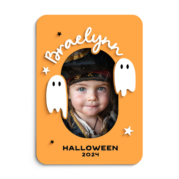 The Cotton & Canvas Co. Personalized Name Halloween Ghost Fridge Photo Magnet Frame