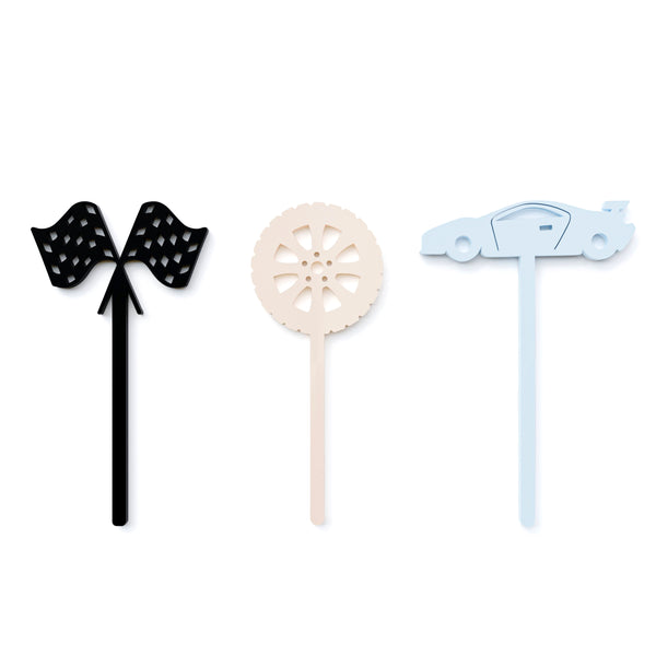 The Cotton and Canvas Co. Race Car Acrylic Cupcake Toppers, Set of 12