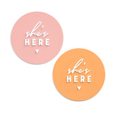 She's Here Acrylic Newborn Baby Girl Announcement