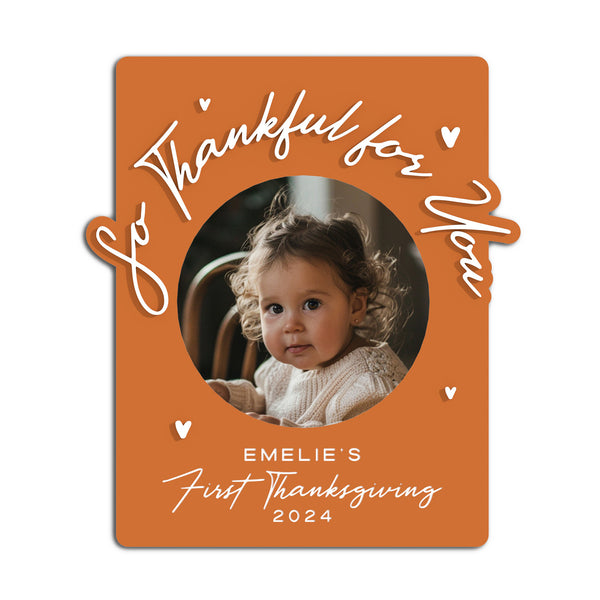 The Cotton & Canvas Co. Personalized So Thankful For You Thanksgiving Fridge Photo Magnet Frame