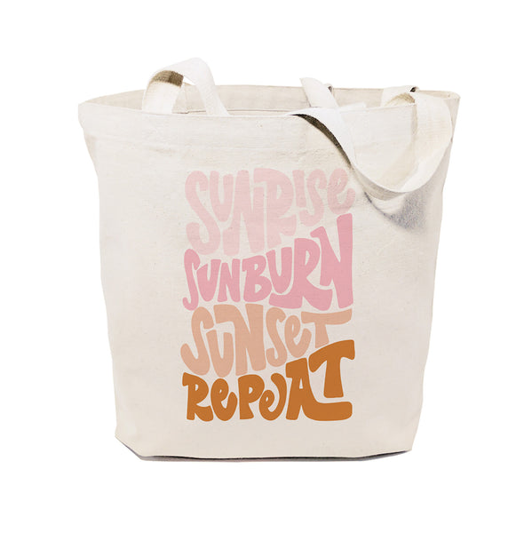 The Cotton and Canvas Co. Sunrise Sunburn Sunset Repeat Cotton Canvas Tote Bag