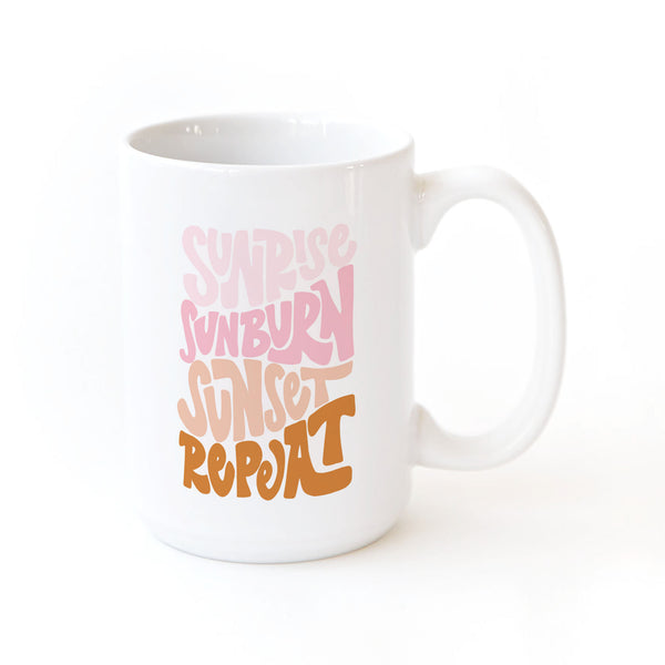 The Cotton and Canvas Co. Sunrise Sunburn Sunset Repeat Coffee Mug