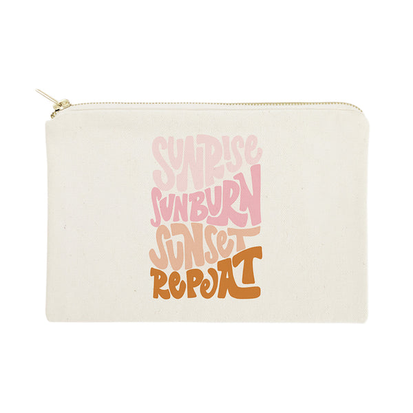 The Cotton and Canvas Co. Sunrise Sunburn Sunset Repeat Cotton Canvas Cosmetic Bag