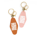 Sunrise Sunburn Sunset Repeat Retro Motel Keychain
