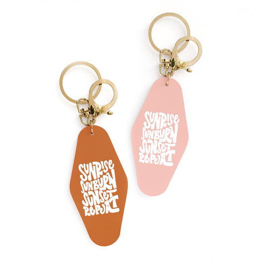 Sunrise Sunburn Sunset Repeat Retro Motel Keychain