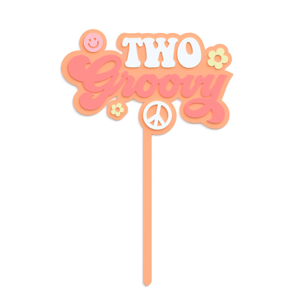 The Cotton and Canvas Co. Two Groovy Retro Acrylic Cake Topper