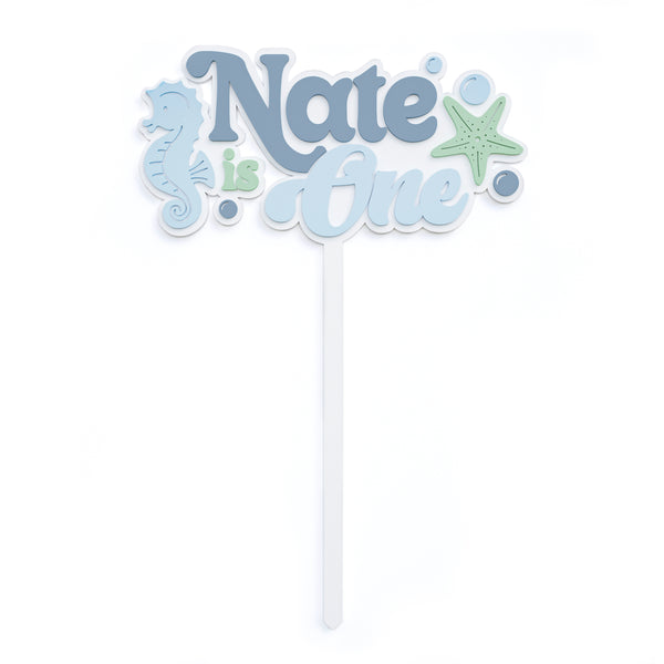 The Cotton and Canvas Co. Personalized Under the Sea Baby Boy Acrylic Cake Topper