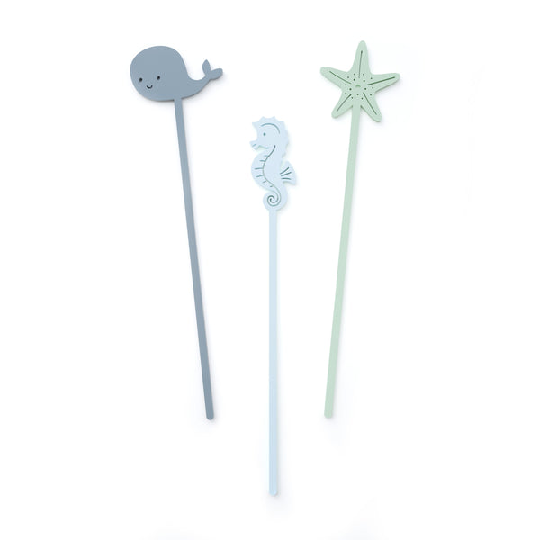 The Cotton and Canvas Co. Under the Sea Acrylic Drink Stirrers, Set of 12